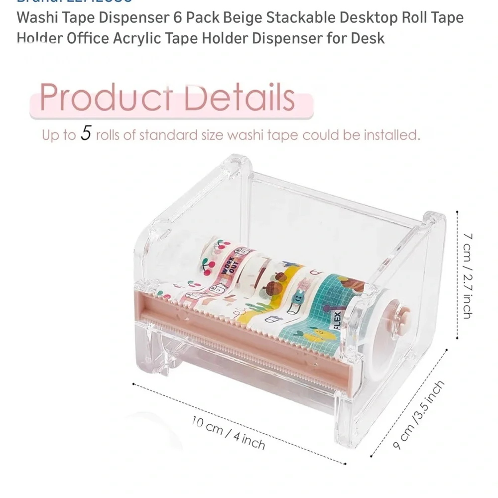 Acrylic Washi Tape Organizer Stackable Clear Desk Stackable Storage Bins